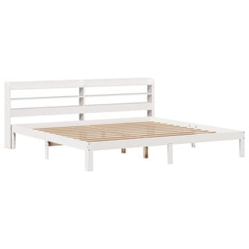 Vidaxl Posteljni okvir z vzglavjem brez vzmetnice bel 200x200 cm
