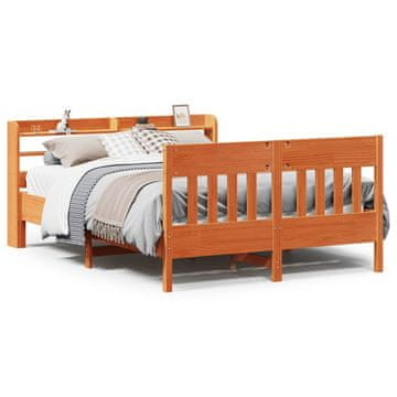 Vidaxl Posteljni okvir brez vzmetnice voščeno rjav 160x200 cm borovina