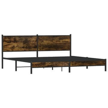 Vidaxl Kovinski posteljni okvir brez vzmetnice dimljen hrast 193x203cm