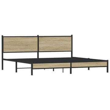 Vidaxl Kovinski posteljni okvir brez vzmetnice sonoma hrast 193x203 cm