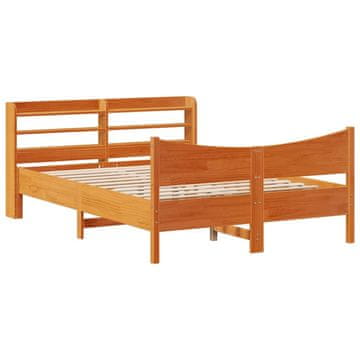 Vidaxl Posteljni okvir z vzglavjem voščeno rjava 150x200 cm borovina