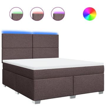 Vidaxl Box spring postelja z vzmetnico temno rjava 180x200 cm blago