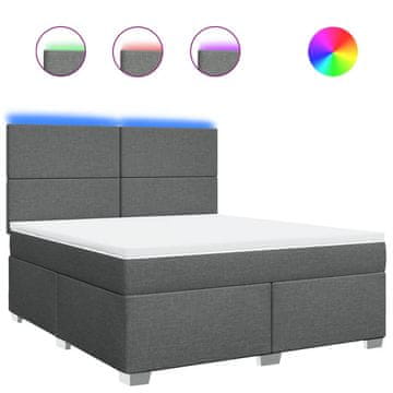 Vidaxl Box spring postelja z vzmetnico temno siva 180x200 cm blago