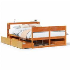 Vidaxl Posteljni okvir brez vzmetnice voščeno rjav 140x190 cm borovina