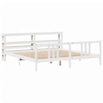 Vidaxl Posteljni okvir z vzglavjem brez vzmetnice bel 200x200 cm