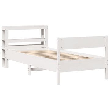 Vidaxl Posteljni okvir brez vzmetnice bel 75x190 cm trdna borovina