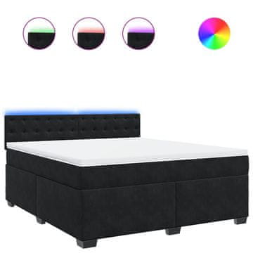 Vidaxl Box spring postelja z vzmetnico črna 180x200 cm žamet