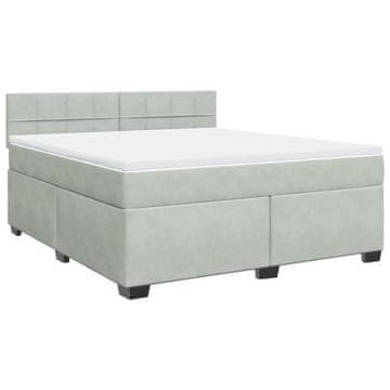 Vidaxl Box spring postelja z vzmetnico svetlo siva 180x200 cm žamet