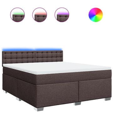 Vidaxl Box spring postelja z vzmetnico temno rjava 180x200 cm blago