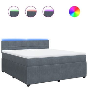 Vidaxl Box spring postelja z vzmetnico temno siva 180x200 cm žamet