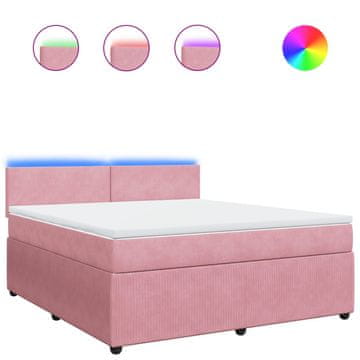 Vidaxl Box spring postelja z vzmetnico roza 180x200 cm žamet