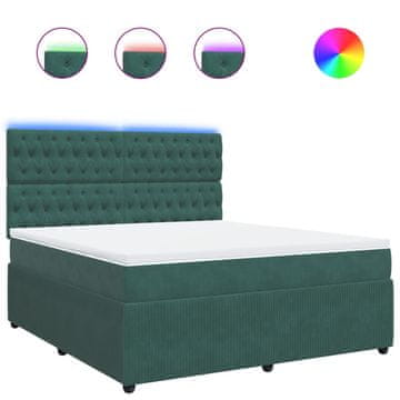 Vidaxl Box spring postelja z vzmetnico temno zelena 180x200 cm žamet