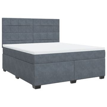 Vidaxl Box spring postelja z vzmetnico temno siva 180x200 cm žamet