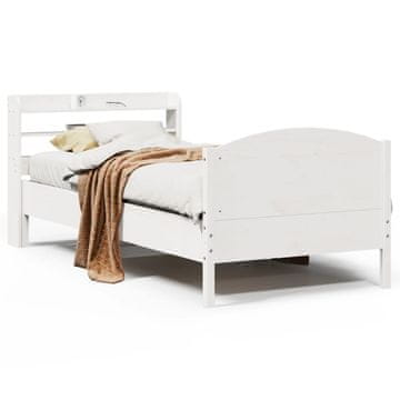 Vidaxl Posteljni okvir brez vzmetnice bel 75x190 cm trdna borovina