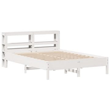 Vidaxl Posteljni okvir brez vzmetnice bel 150x200 cm trdna borovina