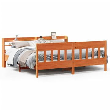 Vidaxl Posteljni okvir brez vzmetnice vošč. rjav 180x200 cm borovina