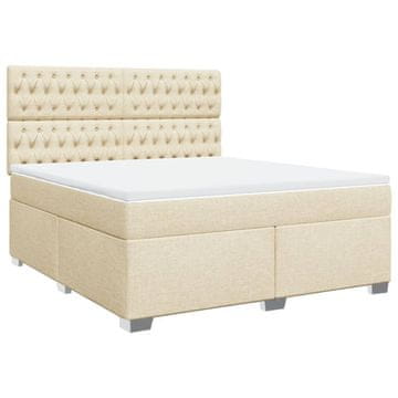 Vidaxl Box spring postelja z vzmetnico krem 180x200 cm blago