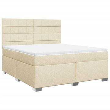 Vidaxl Box spring postelja z vzmetnico krem 180x200 cm blago