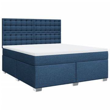Vidaxl Box spring postelja z vzmetnico modra 180x200 cm blago
