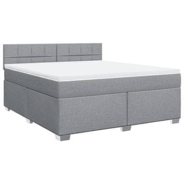 Vidaxl Box spring postelja z vzmetnico svetlo siva 180x200 cm blago