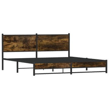 Vidaxl Kovinski posteljni okvir brez vzmetnice dimljen hrast 183x213cm