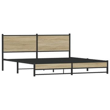 Vidaxl Kovinski posteljni okvir brez vzmetnice sonoma hrast 180x200 cm