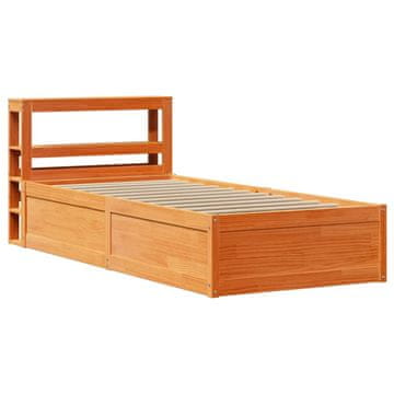 Vidaxl Posteljni okvir z vzglavjem voščeno rjava 100x200 cm borovina
