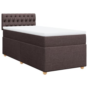 Vidaxl Box spring postelja z vzmetnico temno rjava 90x200 cm blago