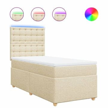 Vidaxl Box spring postelja z vzmetnico krem 90x200 cm blago