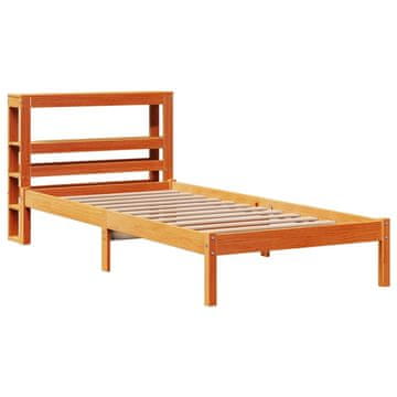 Vidaxl Posteljni okvir z vzglavjem voščeno rjava 100x200 cm borovina