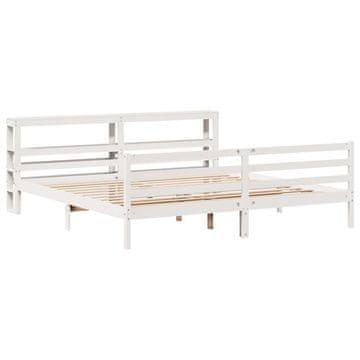 Vidaxl Posteljni okvir brez vzmetnice bel 200x200 cm trdna borovina
