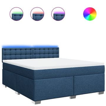 Vidaxl Box spring postelja z vzmetnico modra 180x200 cm blago