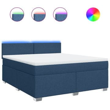 Vidaxl Box spring postelja z vzmetnico modra 180x200 cm blago