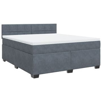 Vidaxl Box spring postelja z vzmetnico temno siva 180x200 cm žamet