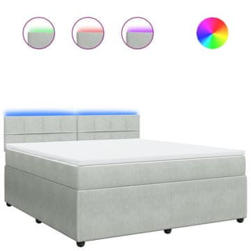 Vidaxl Box spring postelja z vzmetnico svetlo siva 180x200 cm žamet