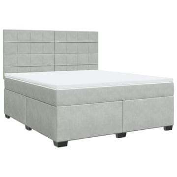 Vidaxl Box spring postelja z vzmetnico svetlo siva 180x200 cm žamet