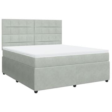 Vidaxl Box spring postelja z vzmetnico svetlo siva 180x200 cm žamet