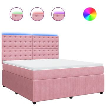 Vidaxl Box spring postelja z vzmetnico roza 180x200 cm žamet