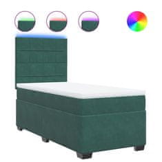 Vidaxl Box spring postelja z vzmetnico temno zelena 90x200 cm žamet