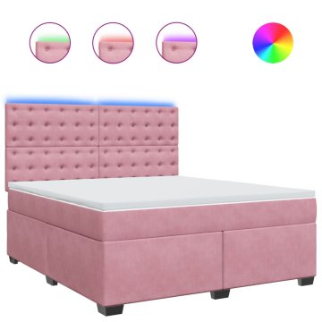 Vidaxl Box spring postelja z vzmetnico roza 180x200 cm žamet