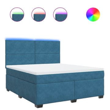 Vidaxl Box spring postelja z vzmetnico modra 180x200 cm žamet