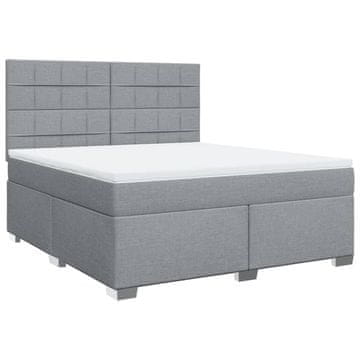 Vidaxl Box spring postelja z vzmetnico svetlo siva 180x200 cm blago