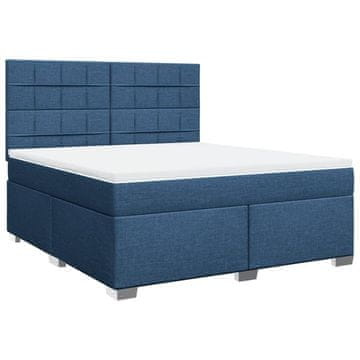 Vidaxl Box spring postelja z vzmetnico modra 180x200 cm blago