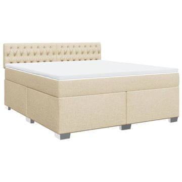 Vidaxl Box spring postelja z vzmetnico krem 180x200 cm blago