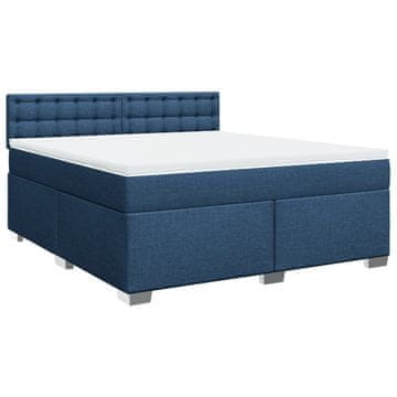 Vidaxl Box spring postelja z vzmetnico modra 180x200 cm blago