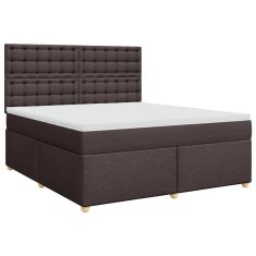 Vidaxl Box spring postelja z vzmetnico temno rjava 180x200 cm blago