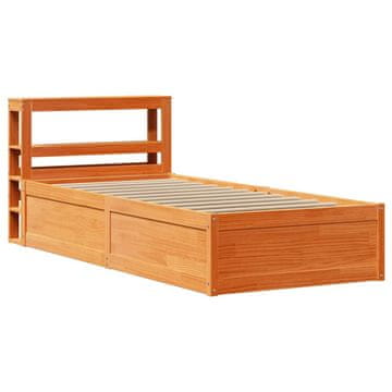 Vidaxl Posteljni okvir z vzglavjem voščeno rjava 75x190 cm borovina