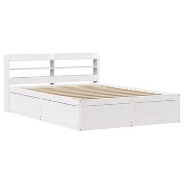 Vidaxl Posteljni okvir z vzglavjem bel 140x190 cm trdna borovina