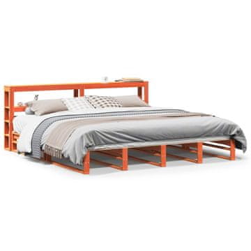 Vidaxl Posteljni okvir brez vzmetnice vošč. rjav 180x200 cm borovina