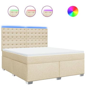 Vidaxl Box spring postelja z vzmetnico krem 180x200 cm blago